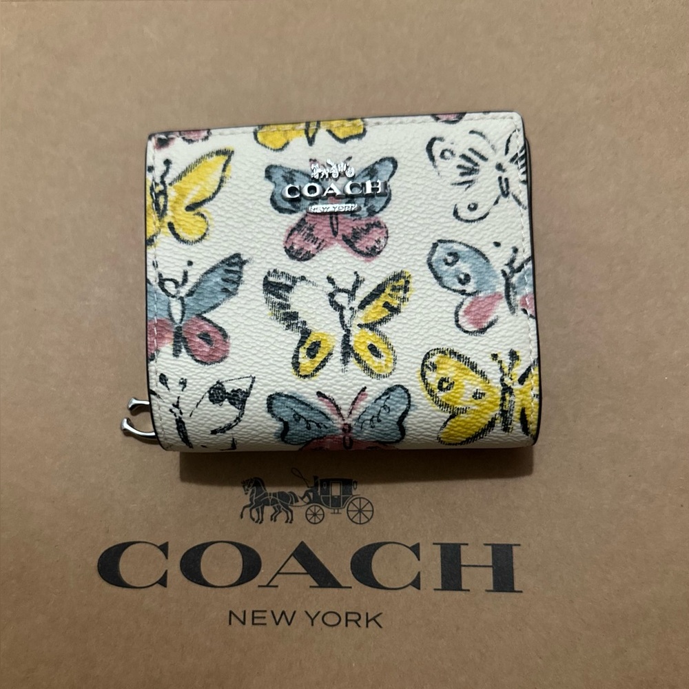 Coach Snap Wallet With Butterfly Print